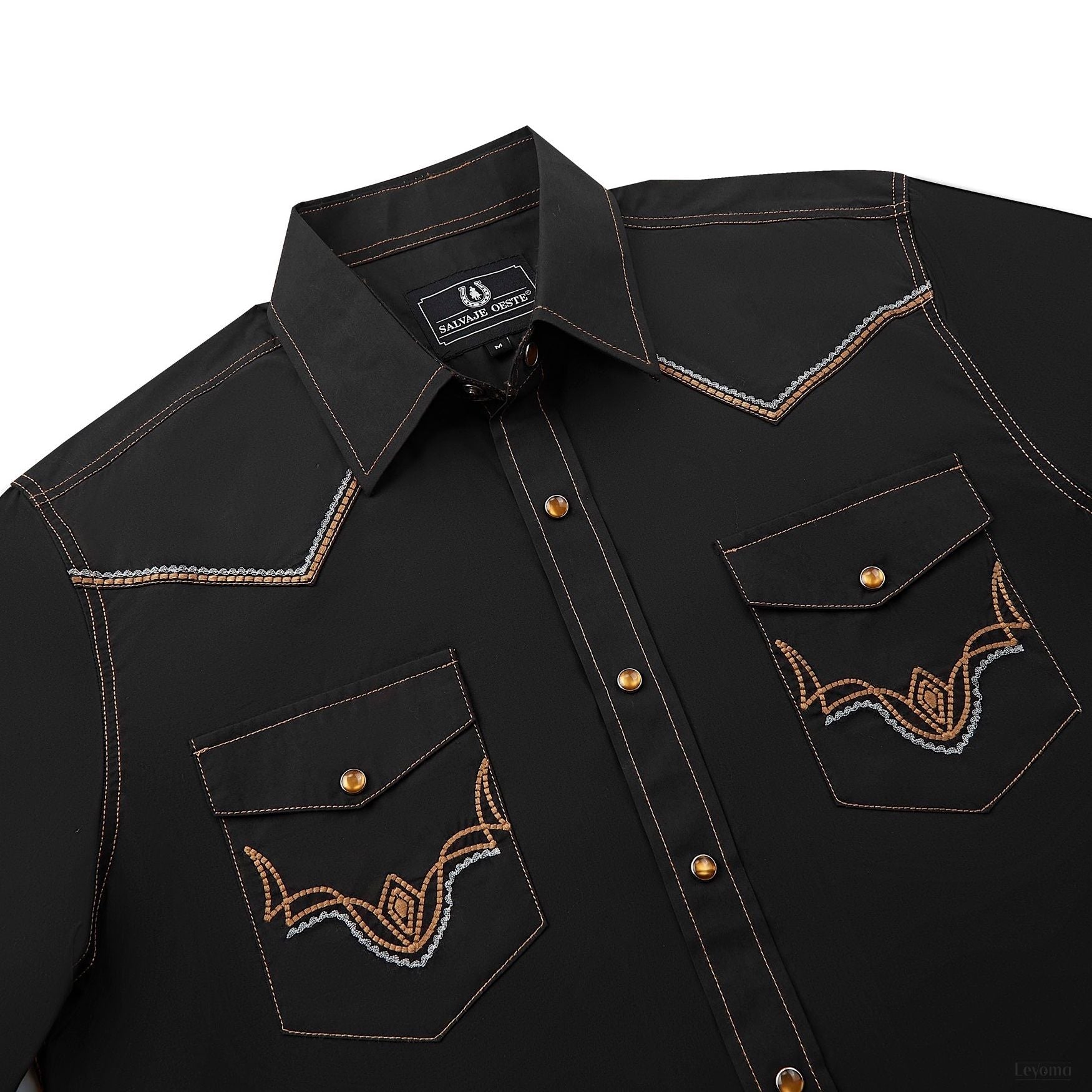 Six Shooter Men's Embroidered Western Pearl Snap Shirt