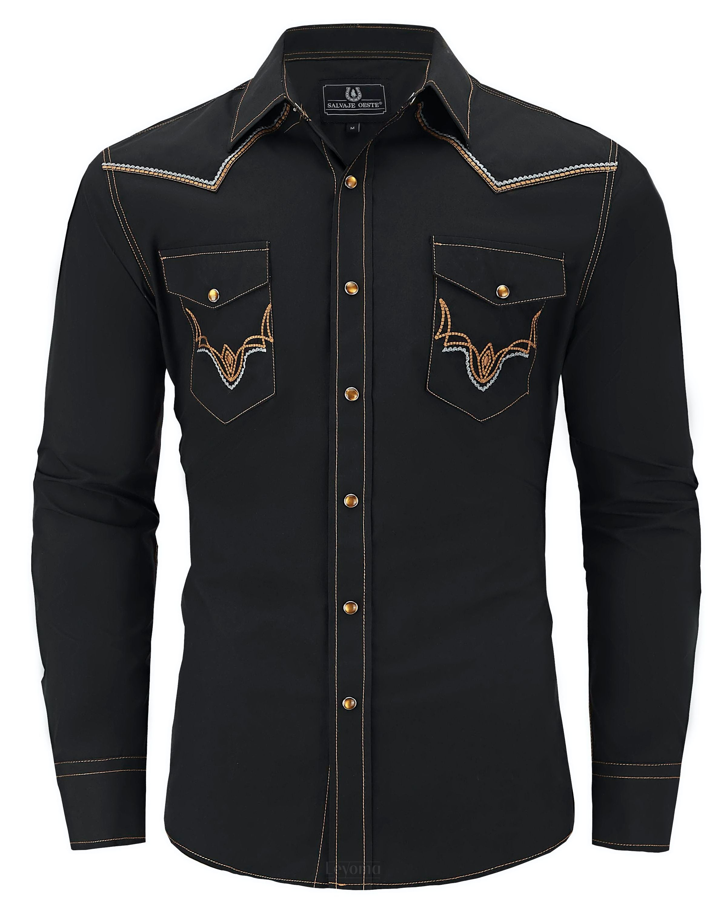 Six Shooter Men's Embroidered Western Pearl Snap Shirt