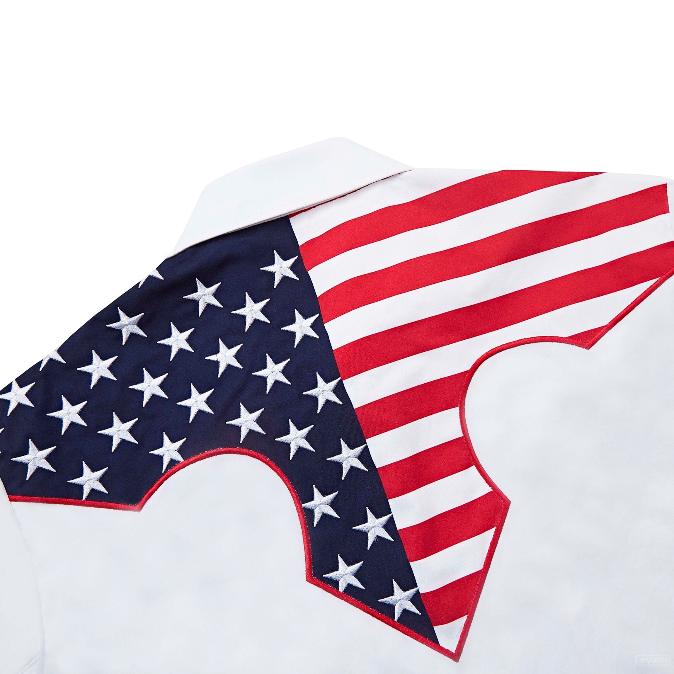 Stars & Stripes White Men's Embroidered Western Pearl Snap Shirt