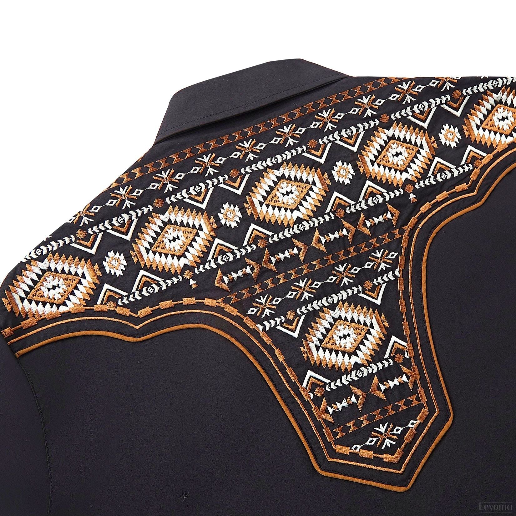 Navajo Blaze Men's Embroidered Western Pearl Snap Shirt