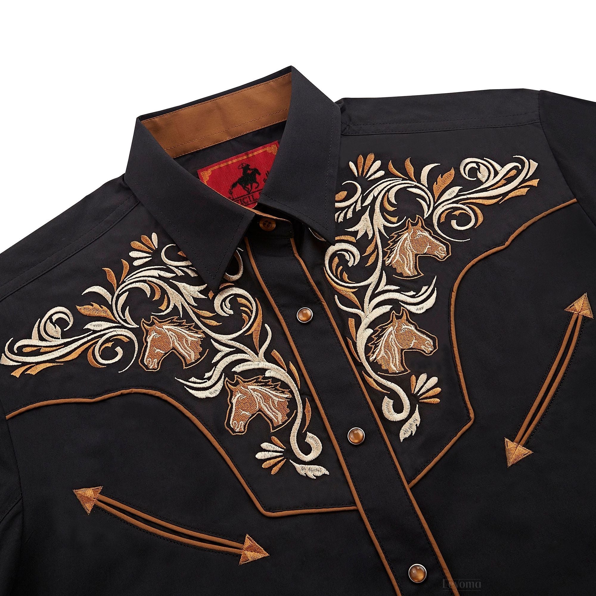 The Equestrian Men's Embroidered Western Pearl Snap Shirt